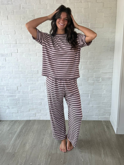 Brown + Mauve Stripe Pants