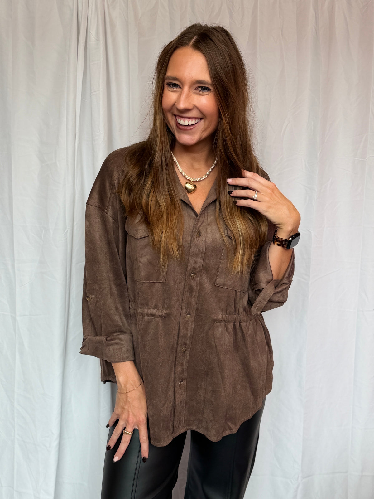 Brown Suede Cinched Jacket