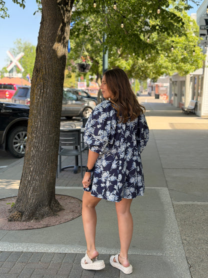 Navy Floral Oversized Romper