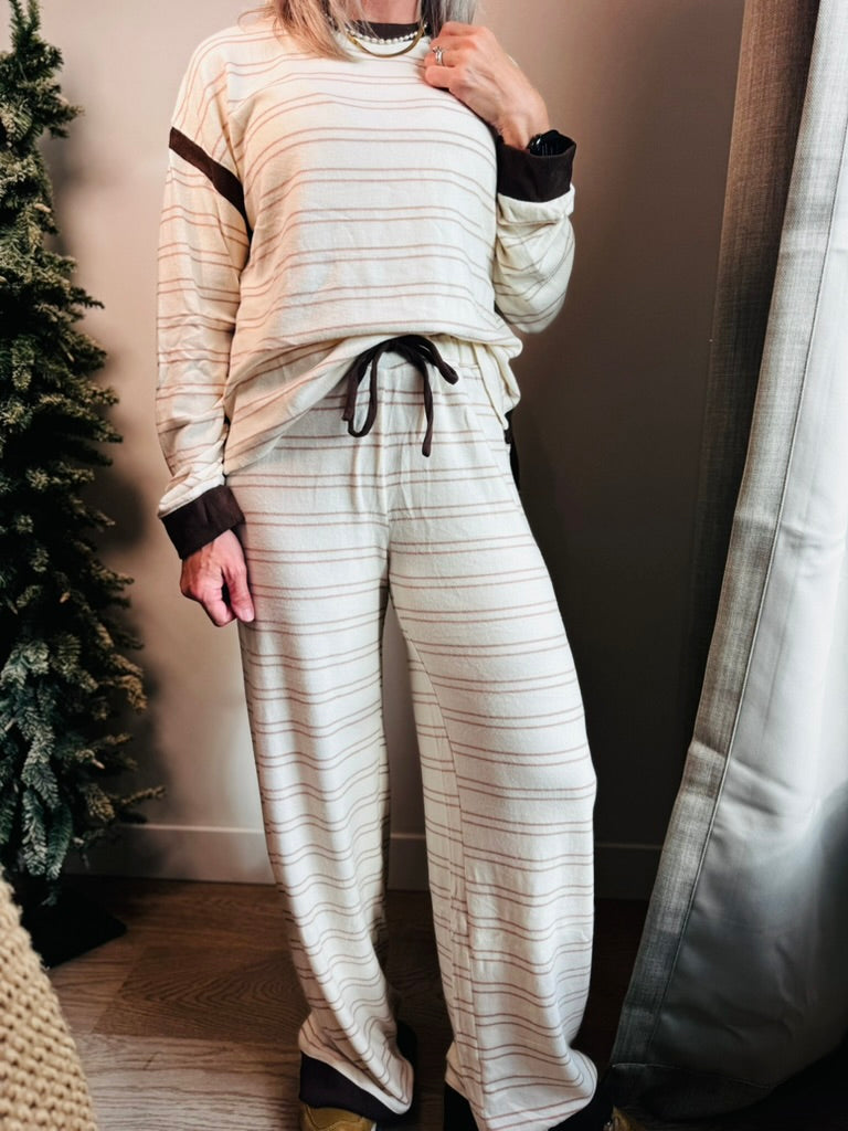 Cream + Taupe Stripe Lounge Set