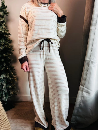 Cream + Taupe Stripe Lounge Set