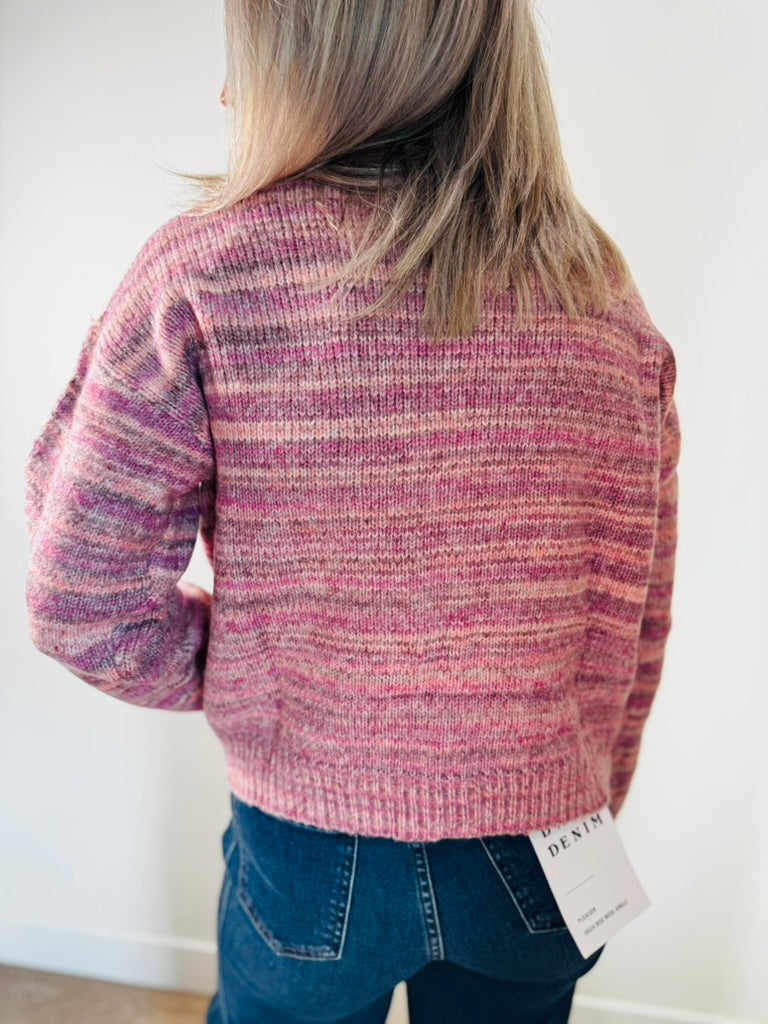 Salmon + Plum Stripe Sweater