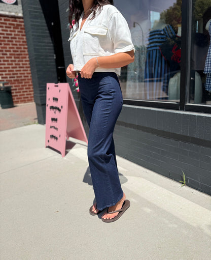 Indigo Soft Denim Flared Pants