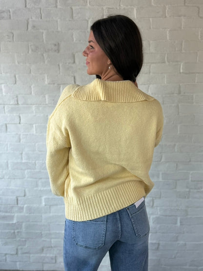 Butter Yellow Collared Button Sweater