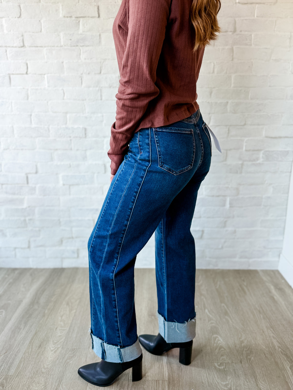 Daze Pleaser Dark Denim Cuffed Jeans