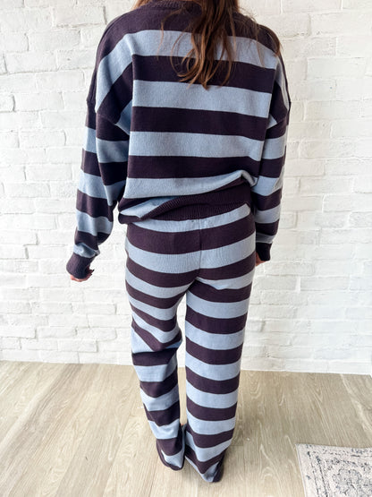 Brown + Blue Stripe Cardigan