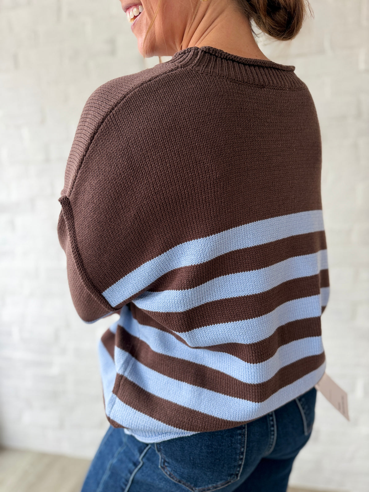 Brown + Blue Stripe Sweater