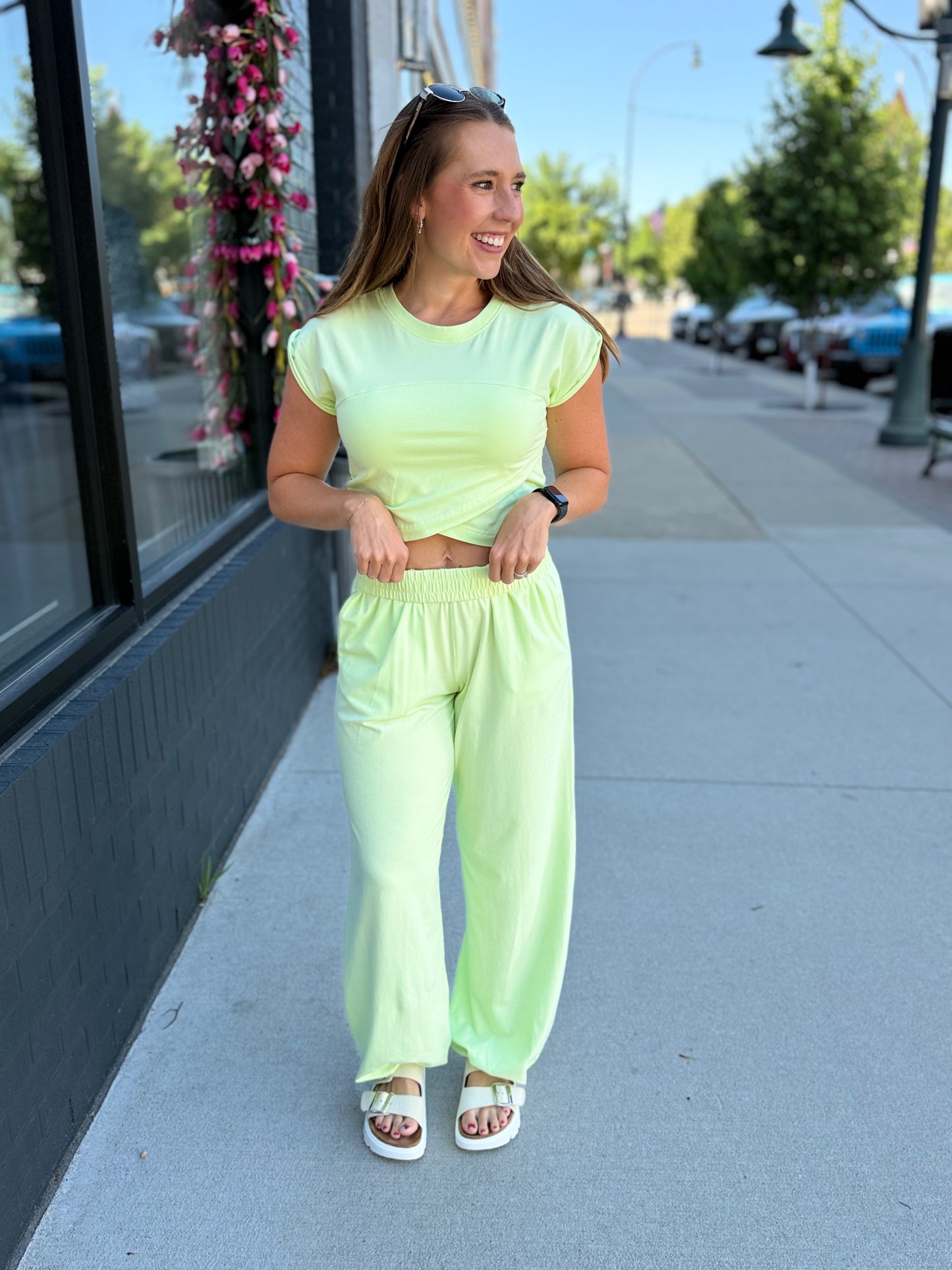 Lime Jogger + Crop Shirt Set
