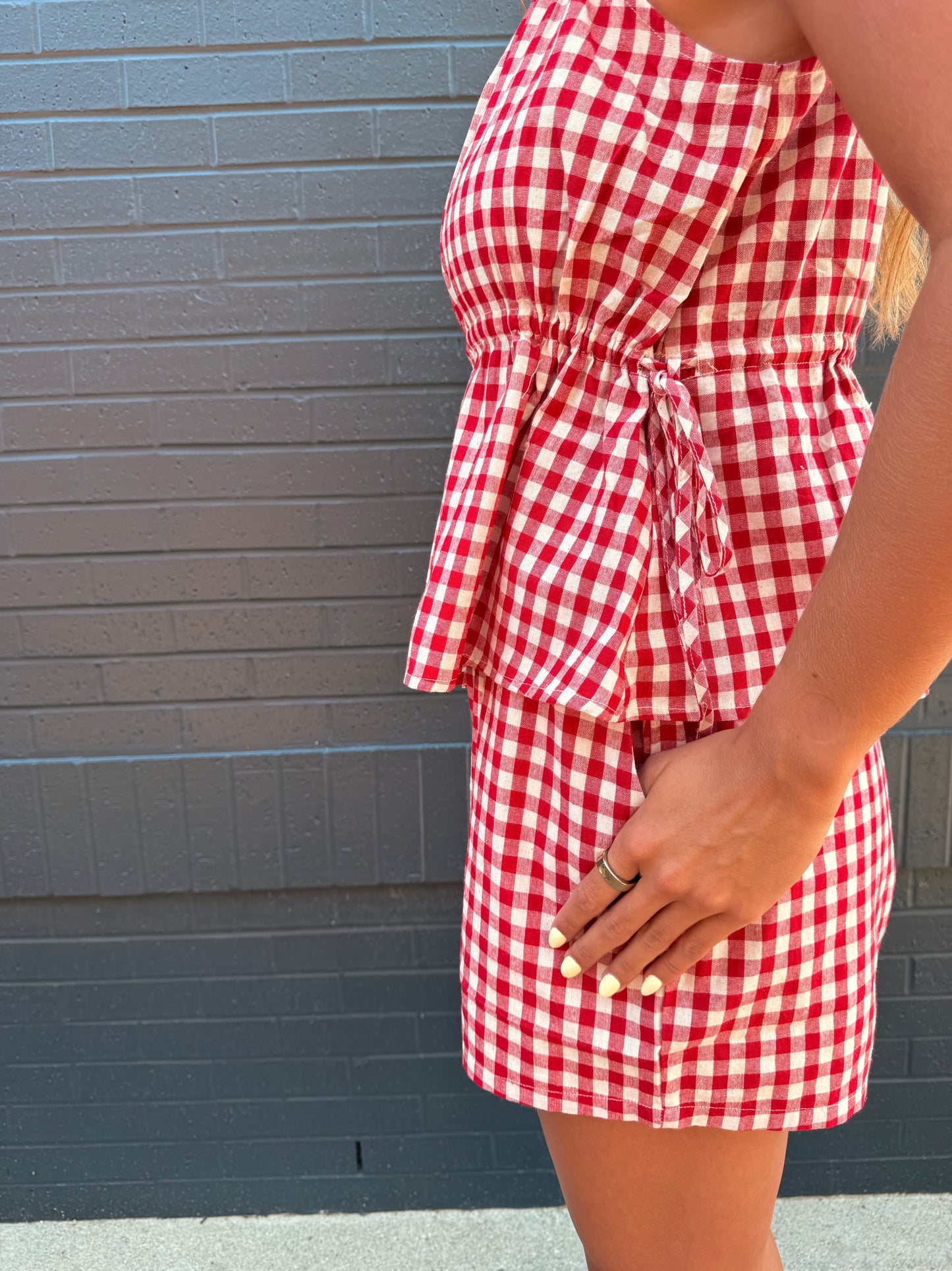 Red Gingham Halter + Shorts Set