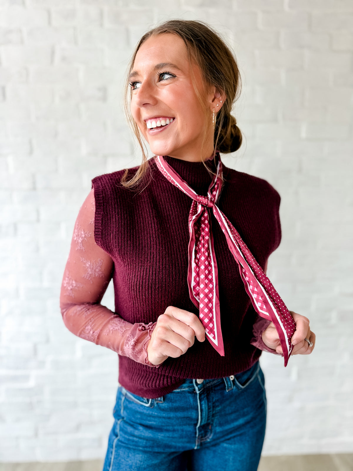 Plum Mock Neck Sweater Tank