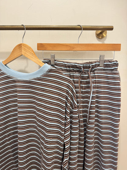 Brown + Blue Lightweight Crew + Pants Set