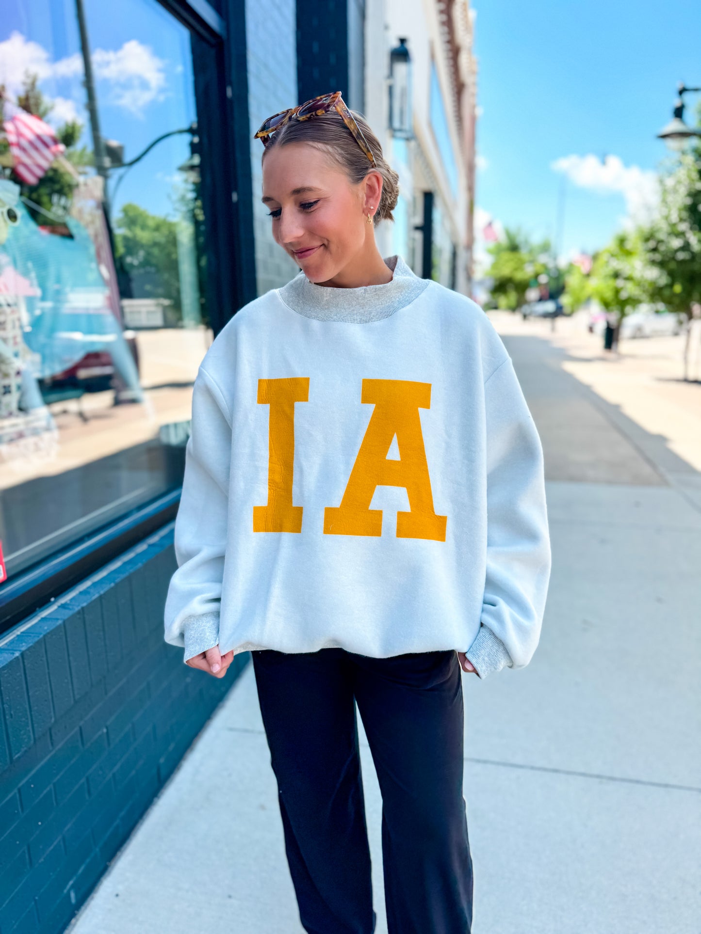 Gray IOWA Reversible Mockneck