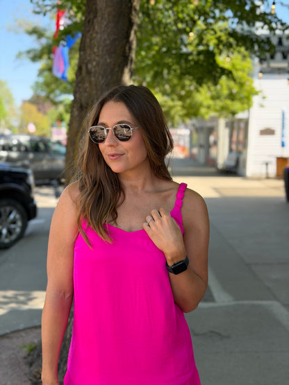 Hot Pink Cami Strap Dress