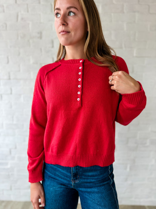 Red Scalloped Edge Sweater