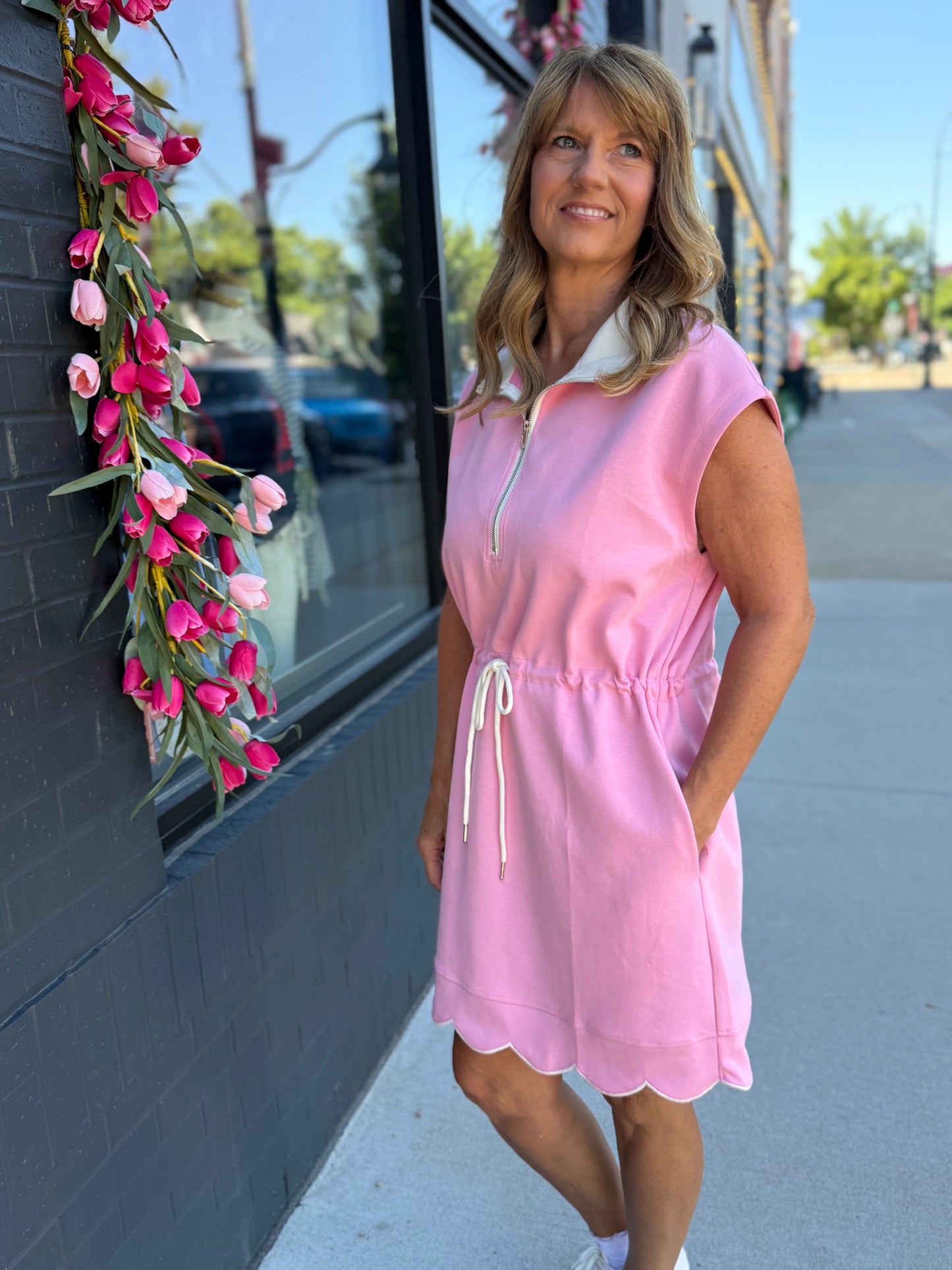 Bubble Gum Scalloped Athletic Dress