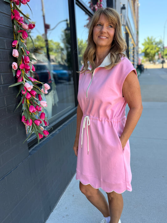 Bubble Gum Scalloped Athletic Dress