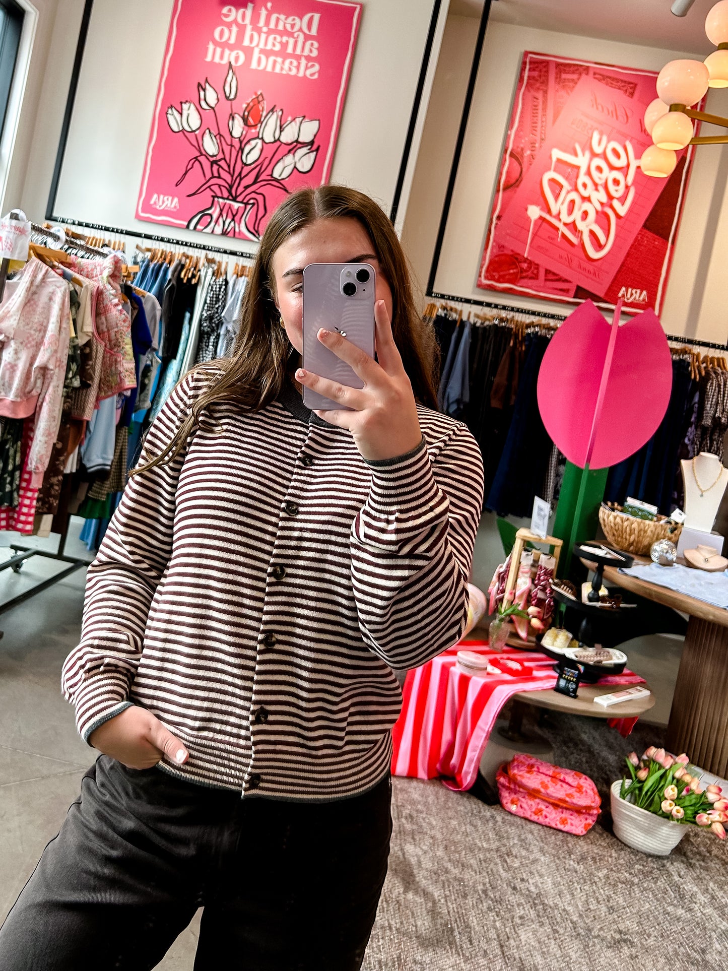 Burgundy Stripe Button Down