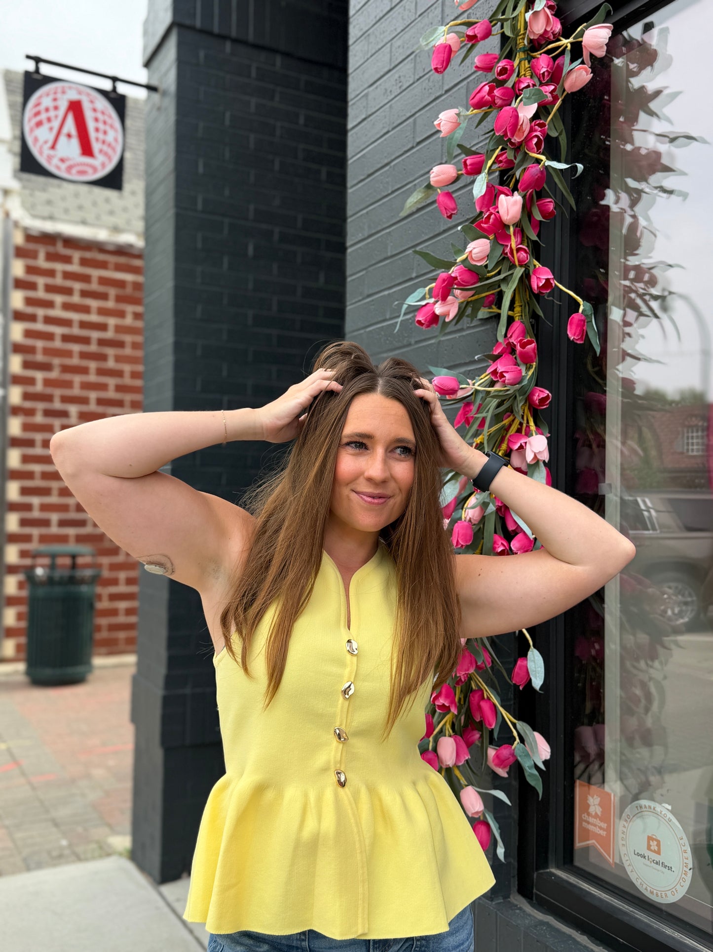 Yellow Peplum Tank Blouse