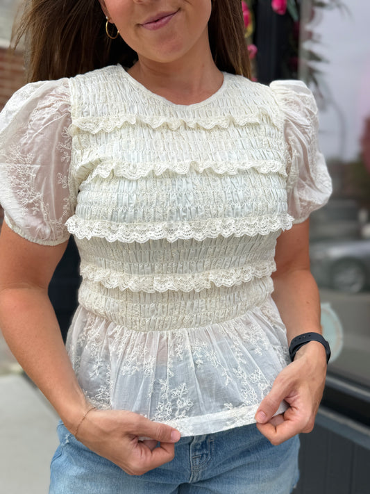Ecru Smoked Blouse