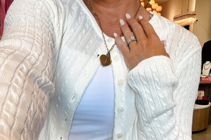 Off White Knit Button Cardigan