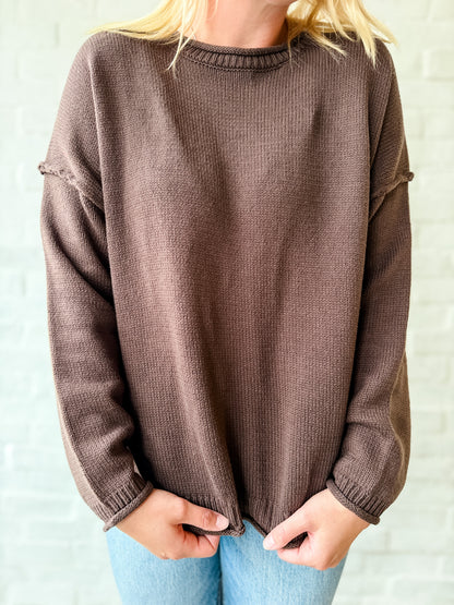Chocolate Brown Contrast Trim Pullover