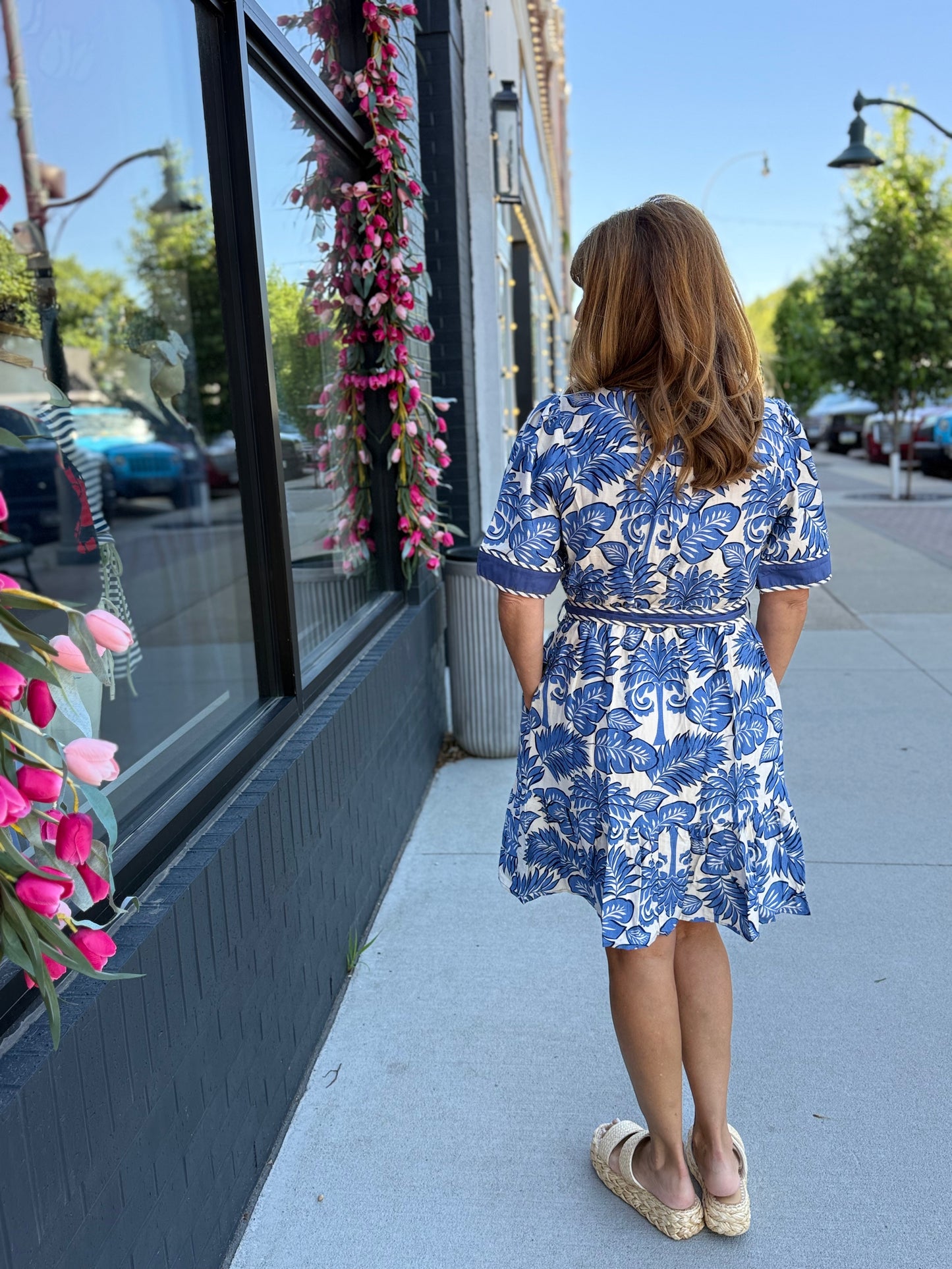 Blue Agave Floral SS Dress