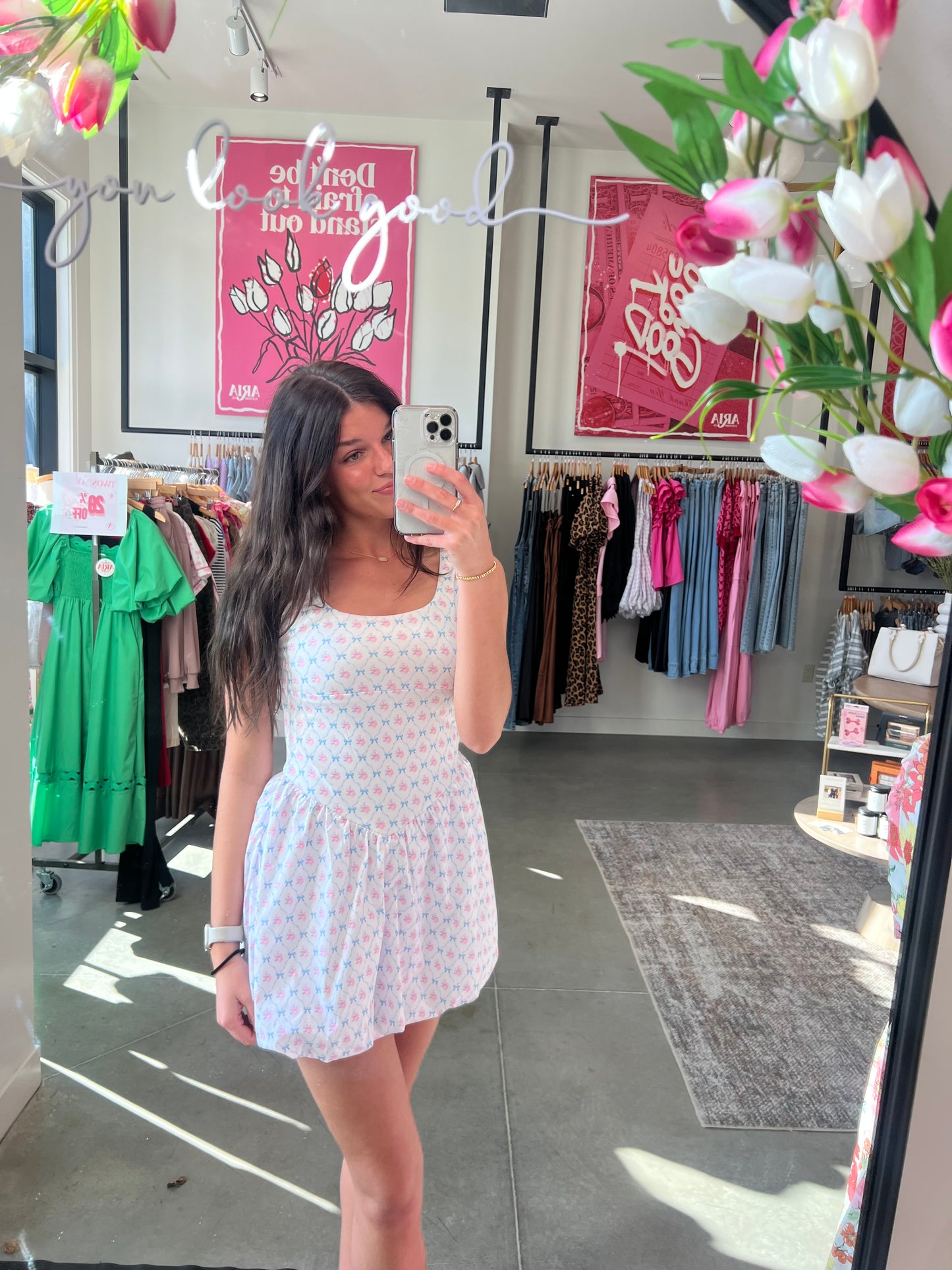 Floral Bow Bubble Romper