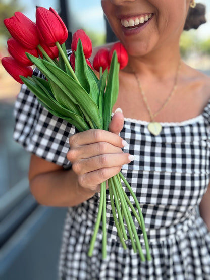Black Gingham Midi Dress