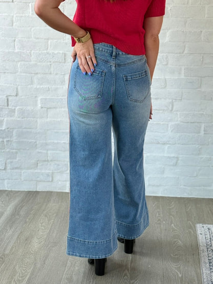 Denim Red Side Stripe Denim Pants