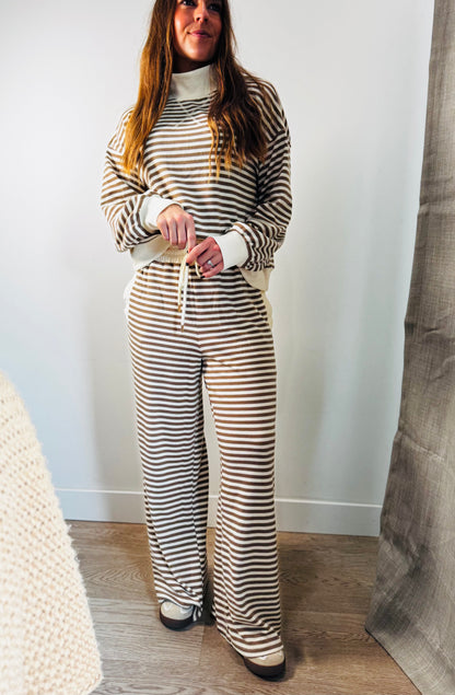 Cream + Taupe Mockneck Top