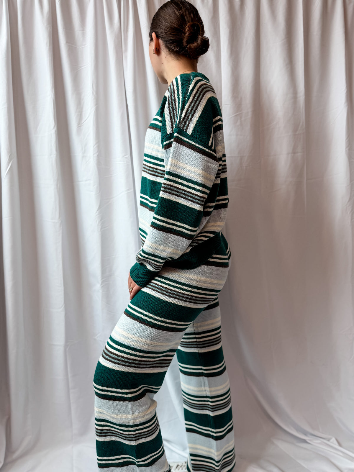 Green Multi Stripe Sweater + Pant Set
