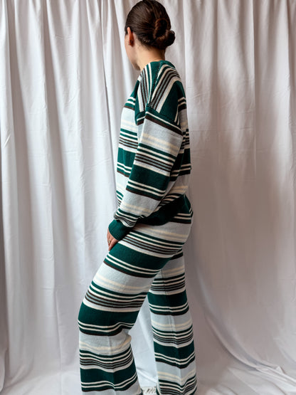 Green Multi Stripe Sweater + Pant Set