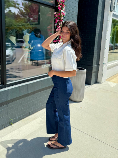 Indigo Soft Denim Flared Pants