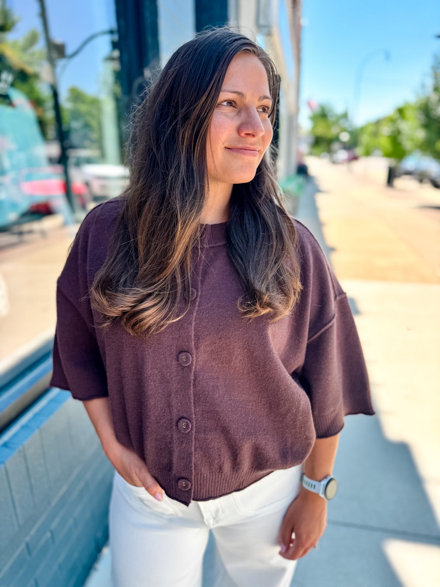 Dark Chocolate Button SS Sweater