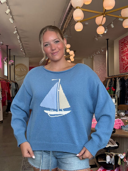 Blue Sailboat Sweater