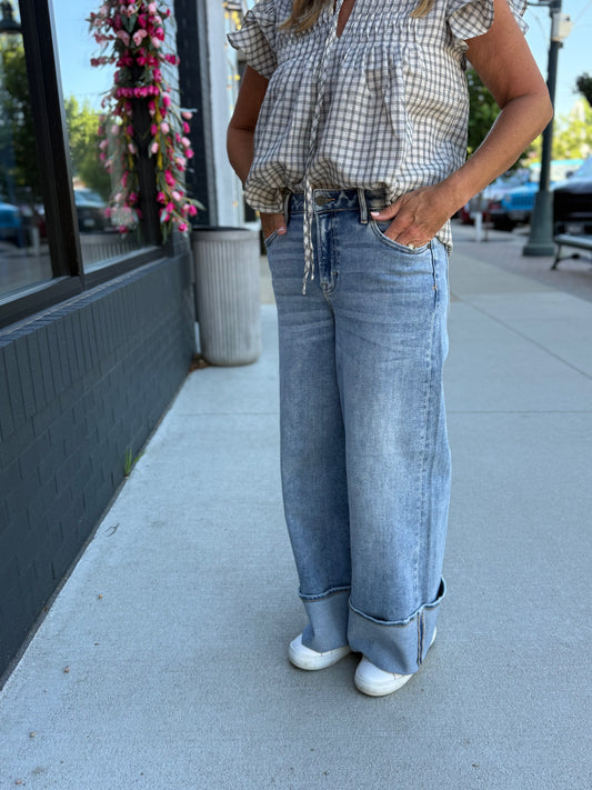 Hidden Nori Wide Leg Cuff Jeans