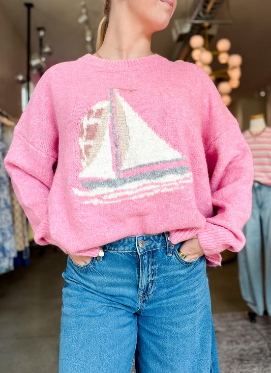 Pink Sailboat Sweater