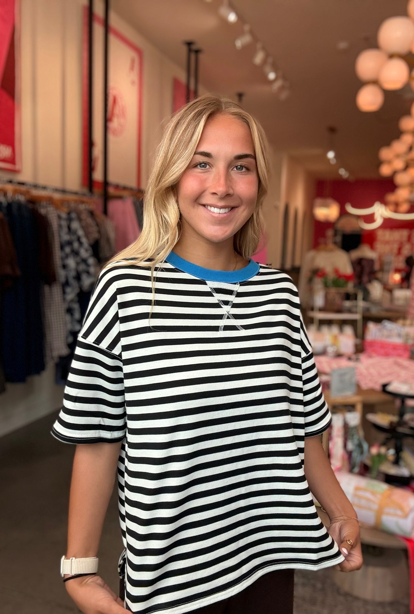 Black Stripe + Blue Collar Tee