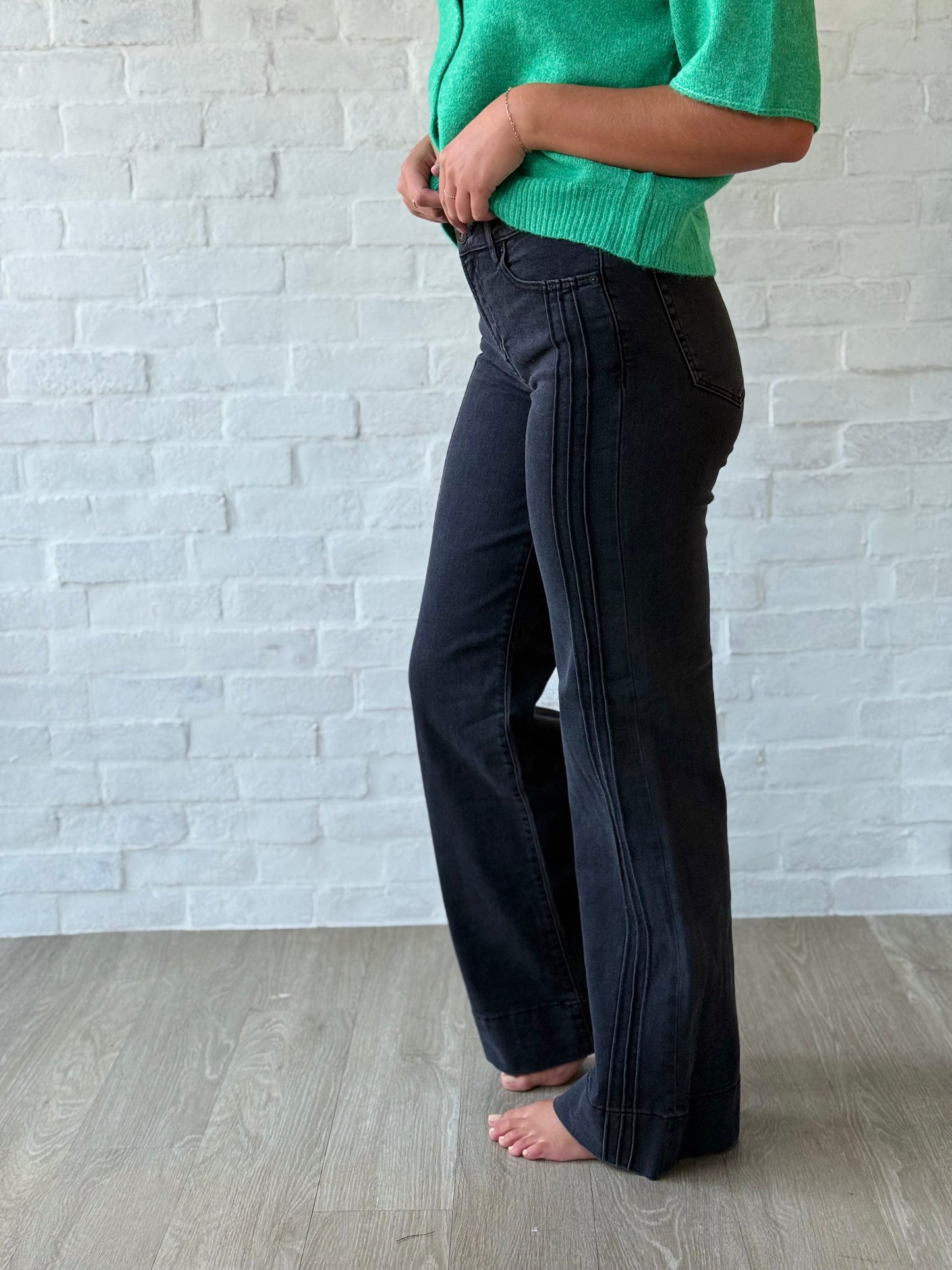 Hidden Charcoal Mid Rise Flare Jeans