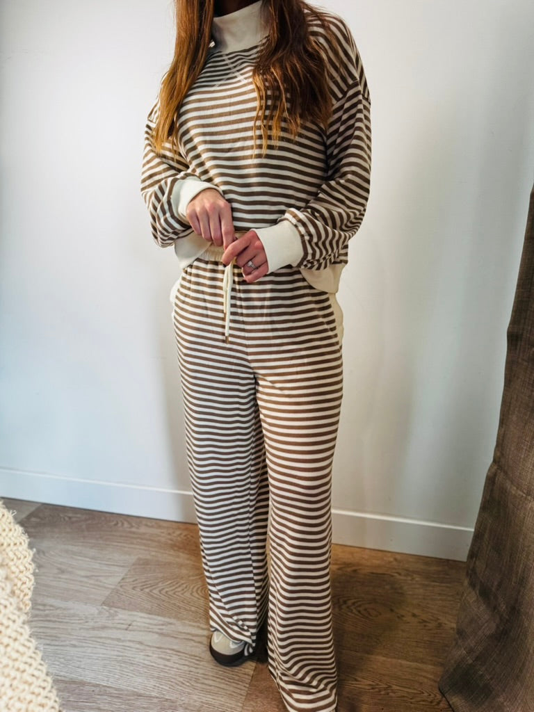 Cream + Taupe Stripe Lounge Pants