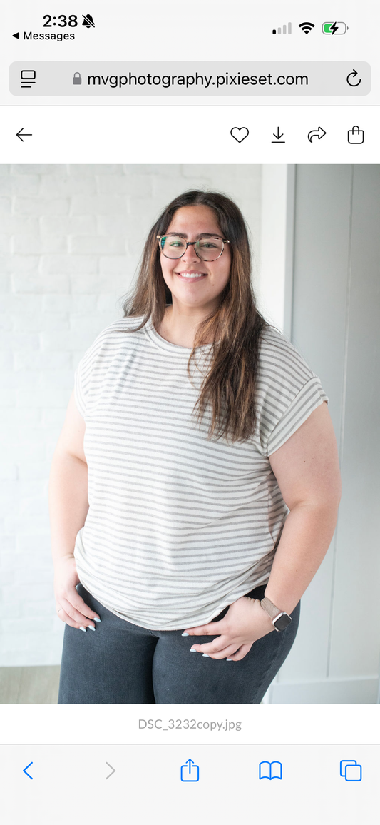 Cream + Gray Stripe Top