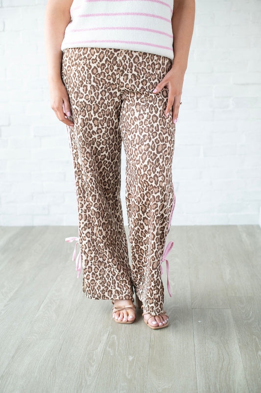 Cheetah Pink Bow Track Pants
