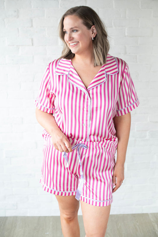 Hot Pink Stripe PJ Set