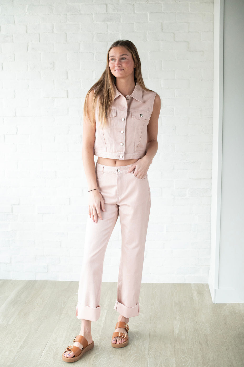 Mauve Shimmer Cropped Vest