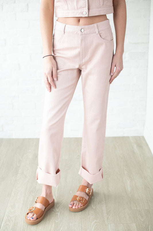 Mauve Shimmer Denim Jeans
