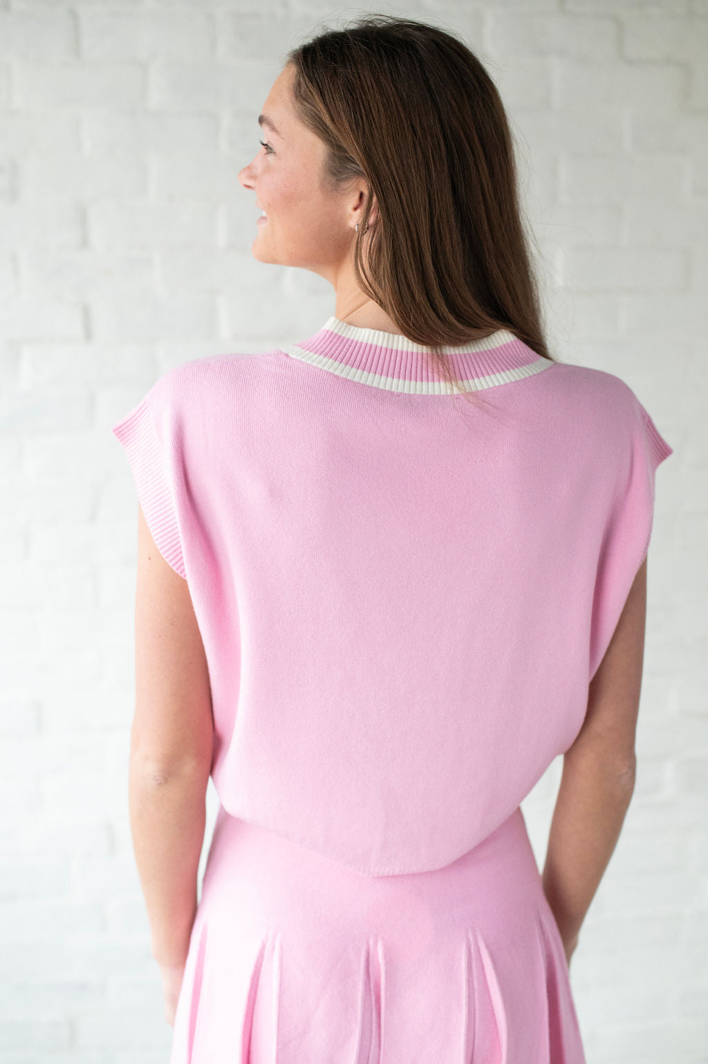 Pink Drop Shoulder Sweater Top