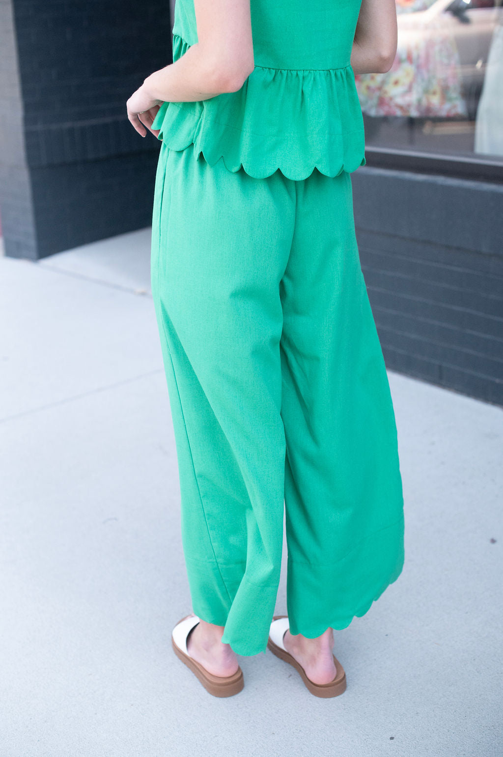 Green Scalloped Trouser Pants