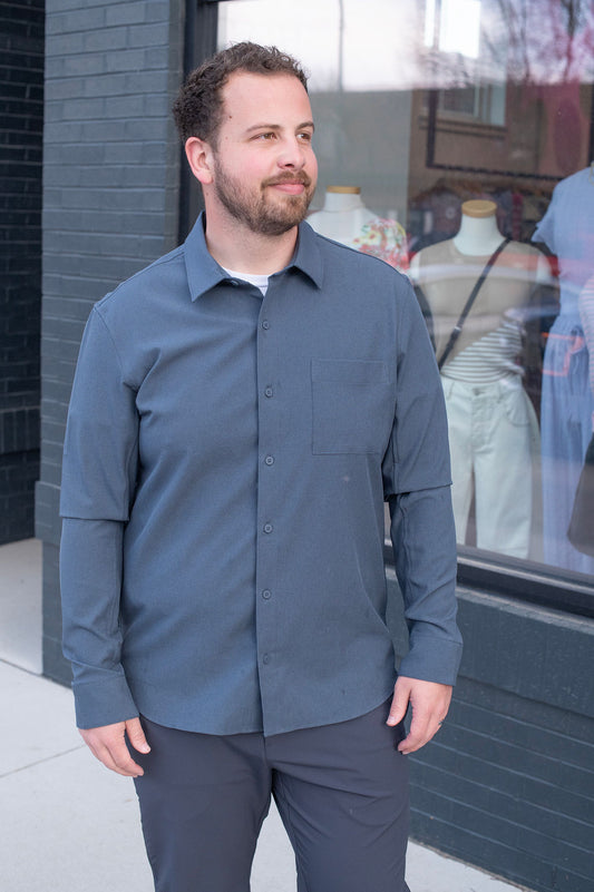 True Classic Heather Button Down