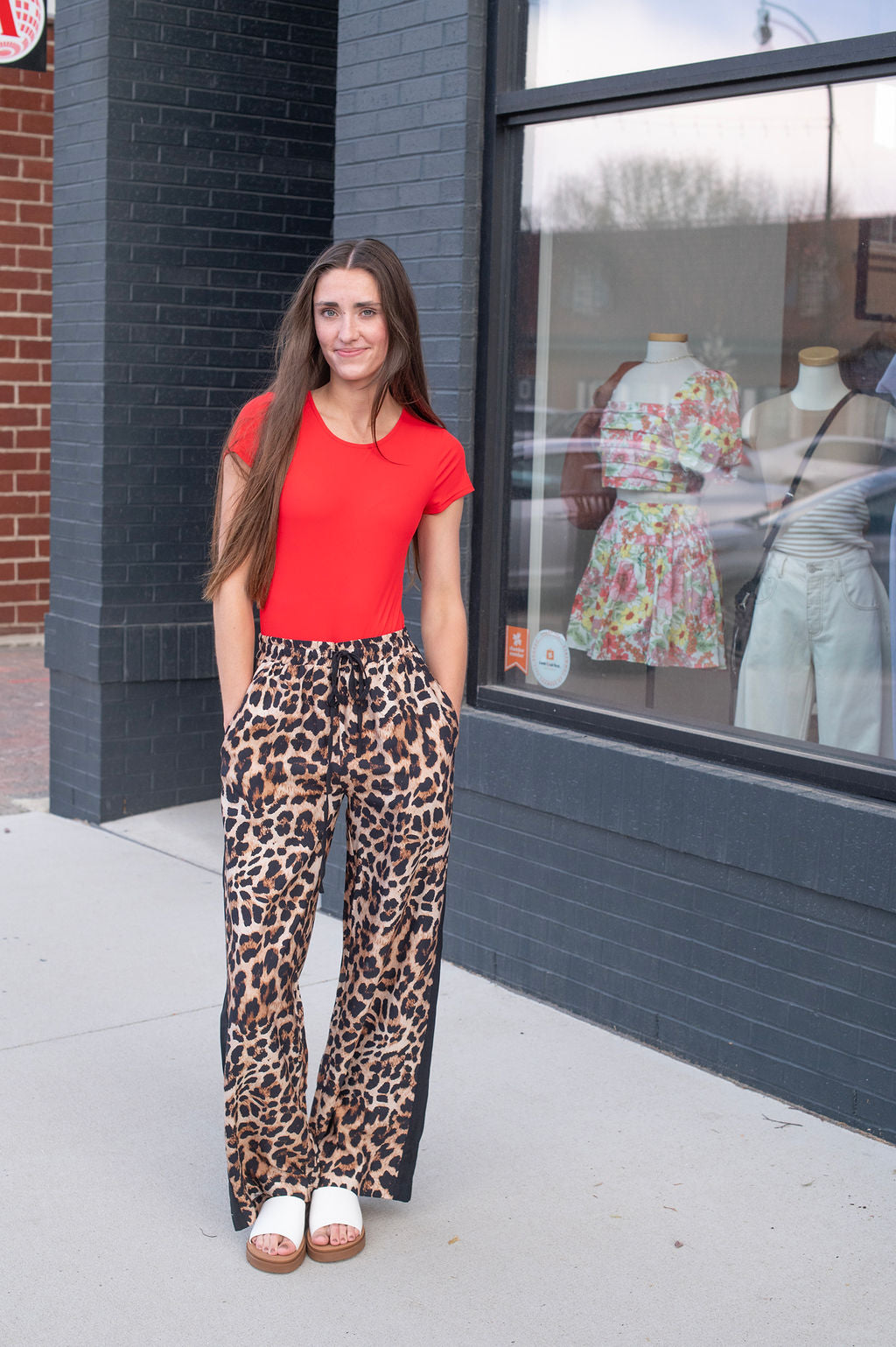 Leopard Black Stripe Track Pants