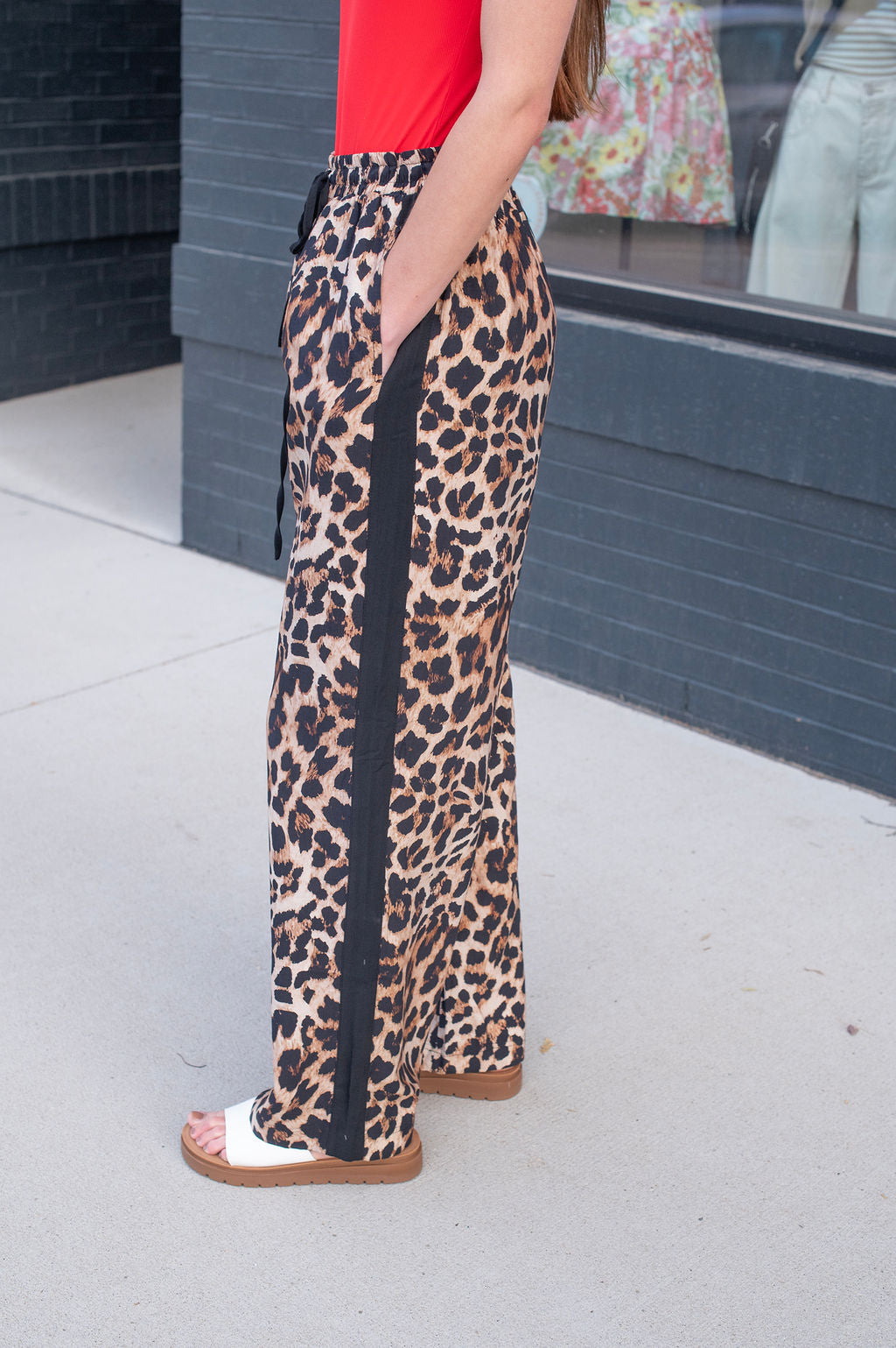 Leopard Black Stripe Track Pants